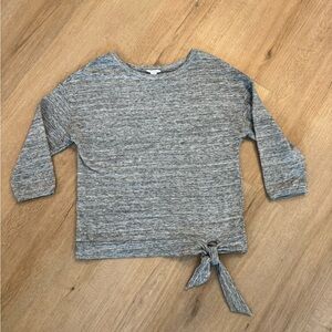 Daily Ritual Gray Tie-Front Long Sleeve Top Large